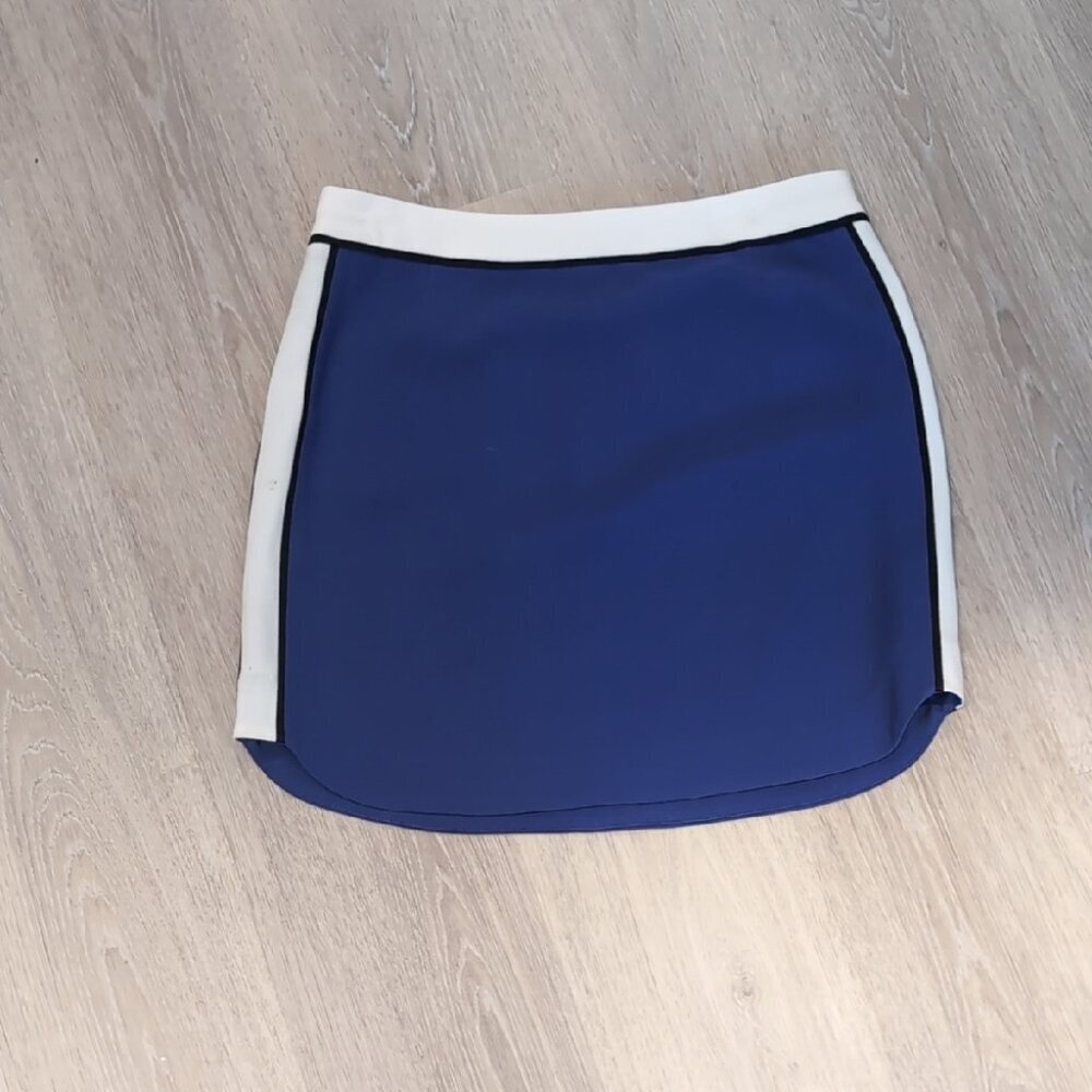 Babaton Blue and White Sporty Vibes Mini Skirt